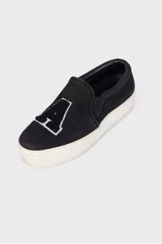 Textile slip-ons with chunky soles
