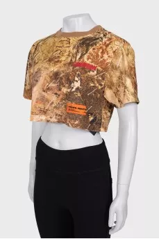 Cropped T-shirt in print