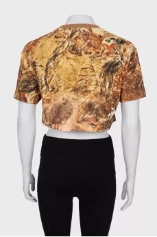 Cropped T-shirt in print