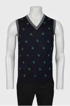Men's wool vest in print