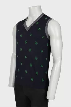 Men's wool vest in print