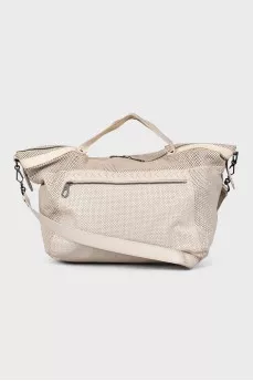 Beige perforated leather bag