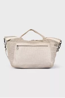 Beige perforated leather bag