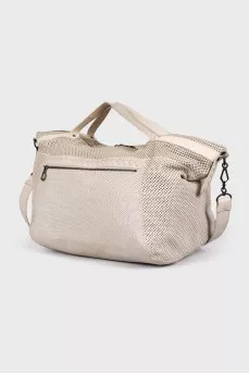 Beige perforated leather bag
