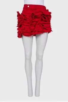 Red denim skirt with tag