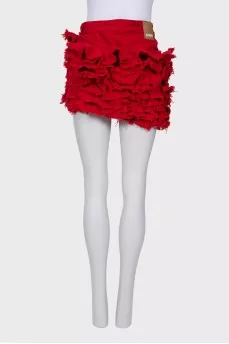Red denim skirt with tag