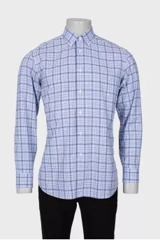 Men's blue checked shirt