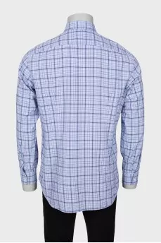 Men's blue checked shirt