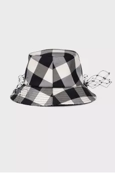 Black and white panama decorated with mesh