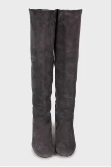 Dark gray suede boots