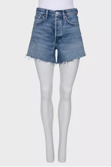 Raw hem denim shorts
