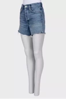Raw hem denim shorts