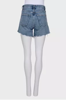 Raw hem denim shorts