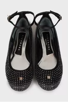 Textile ballerinas decorated with rhinestones