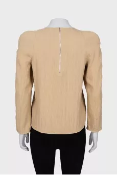 Beige blouse with accent shoulders