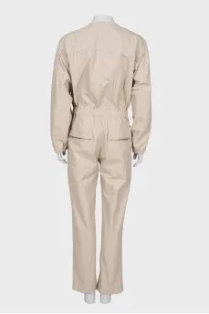 Beige zip jumpsuit