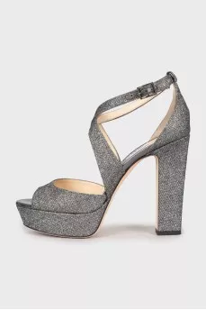 Leather sandals with glitter
