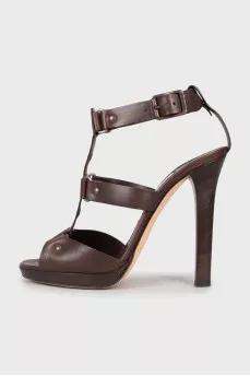 Dark brown leather sandals