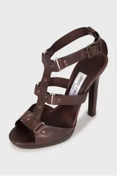 Dark brown leather sandals