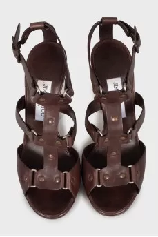 Dark brown leather sandals