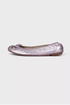 Silver and purple ballet flats