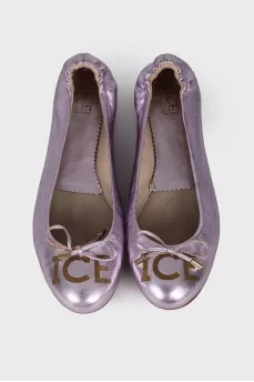 Silver and purple ballet flats