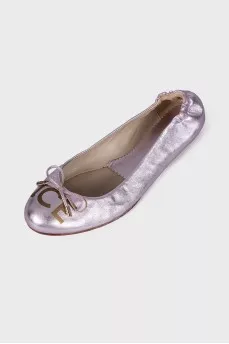 Silver and purple ballet flats