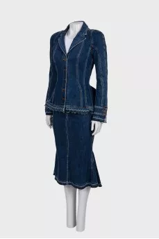 Denim suit with tag