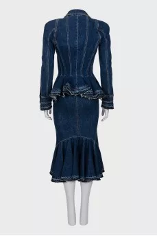Denim suit with tag