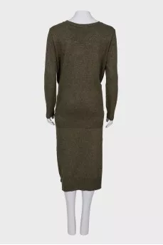 Knitted suit with a midi skirt