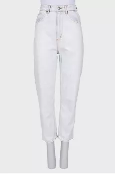 High-waisted blue jeans