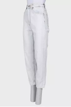 High-waisted blue jeans