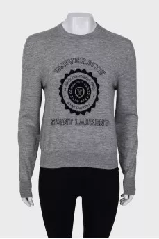 Gray printed pullover