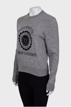Gray printed pullover