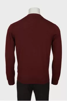 Men's wool cardigan with embroidered logo