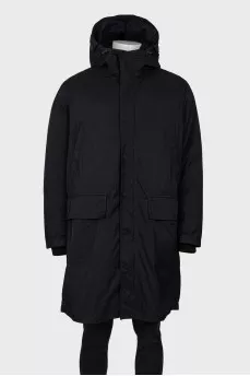 Men's black jacket with a hood
