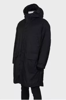 Men's black jacket with a hood