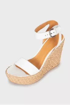 White wedge sandals