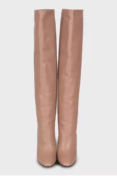 Leather boots with round toe
