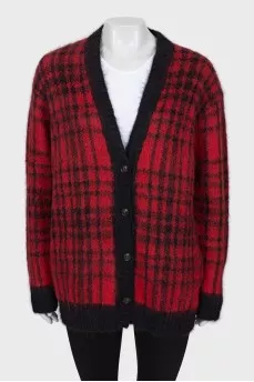 Long cardigan in check