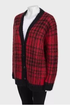 Long cardigan in check