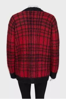 Long cardigan in check