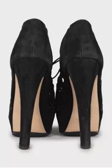 Perforated suede ankle boots