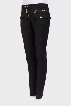 Wool pants with gold-tone hardware
