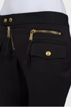 Wool pants with gold-tone hardware