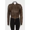 Distressed leather jacket