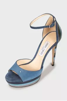 High-heeled leather sandals