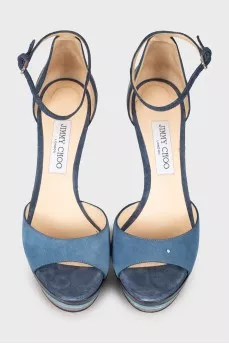 High-heeled leather sandals