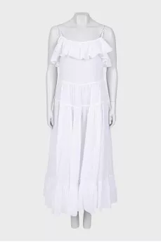 White maxi dress with ruffles
