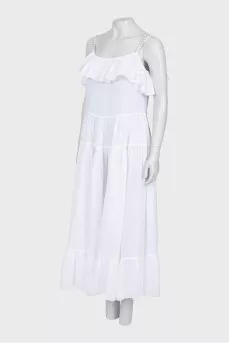 White maxi dress with ruffles